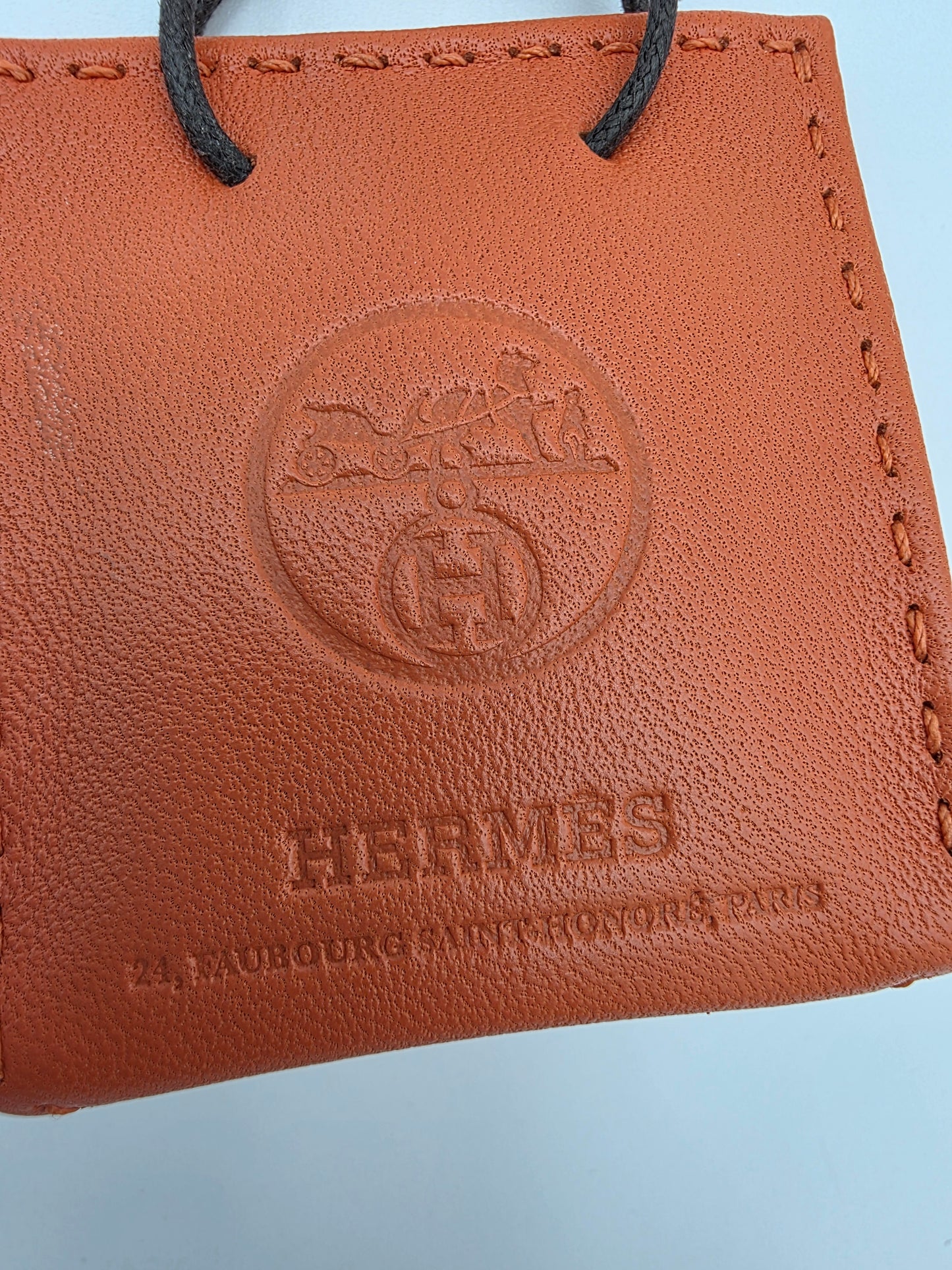 Hermès Milo Lambskin Shopping Bag Charm in Feu