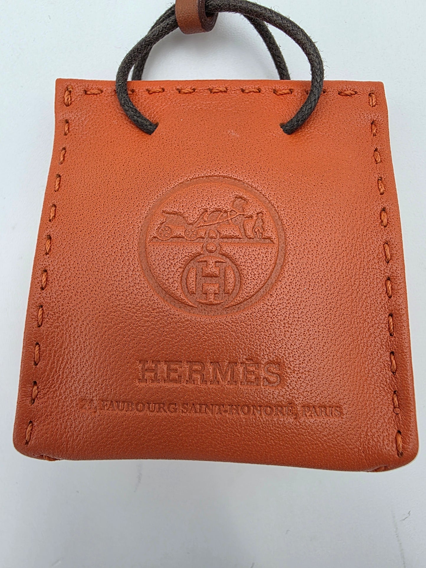 Hermès Milo Lambskin Shopping Bag Charm in Feu