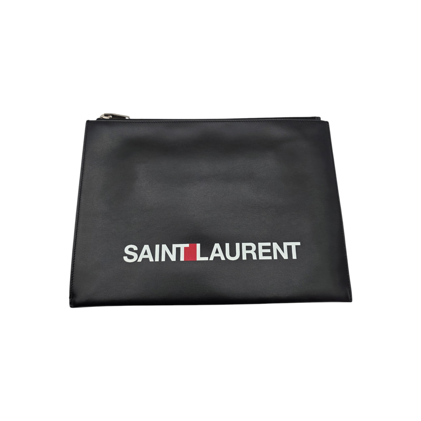 Saint Laurent Logo Zipped Tablet Pouch (Rider Sport) in Black