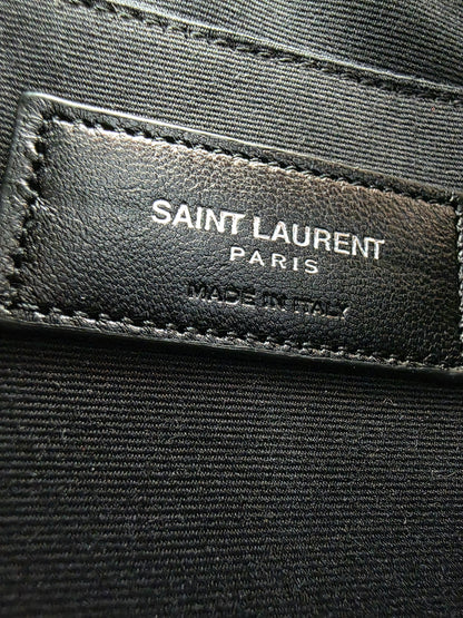 Saint Laurent Logo Zipped Tablet Pouch (Rider Sport) in Black