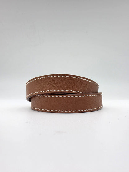 Hermès Kelly Double Tour Bracelet in Fauve Barenia with Palladium Hardware