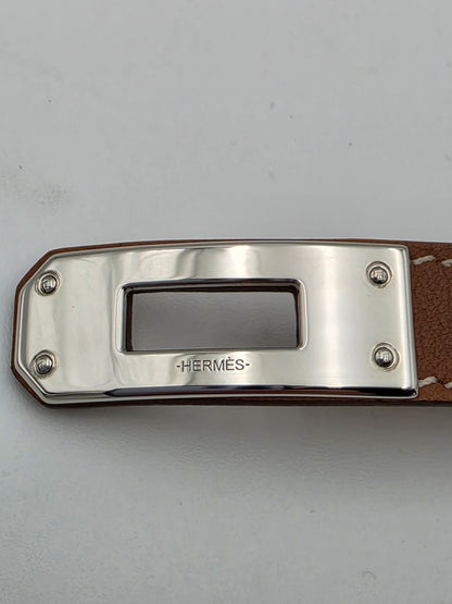 Hermès Kelly Double Tour Bracelet in Fauve Barenia with Palladium Hardware