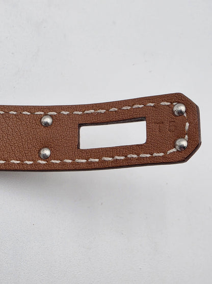 Hermès Kelly Double Tour Bracelet in Fauve Barenia with Palladium Hardware