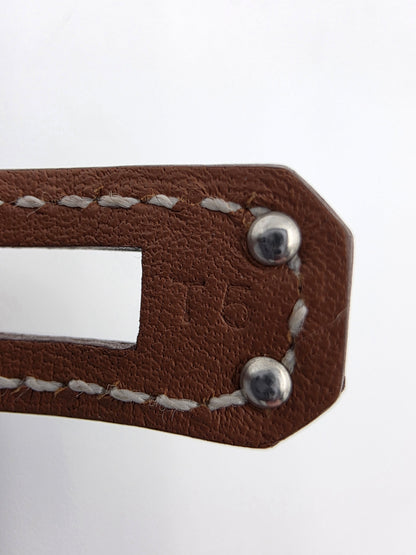 Hermès Kelly Double Tour Bracelet in Fauve Barenia with Palladium Hardware