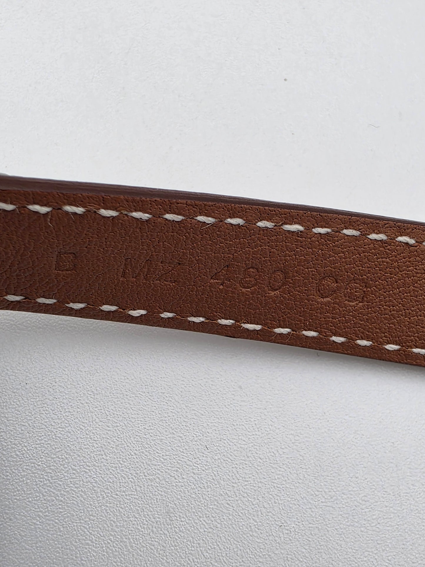 Hermès Kelly Double Tour Bracelet in Fauve Barenia with Palladium Hardware