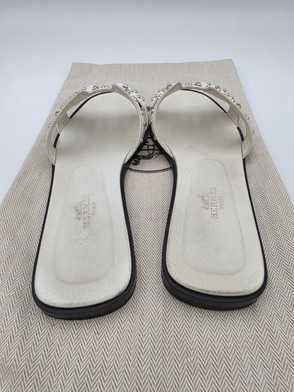 Hermès Oran Studded Sandals in White