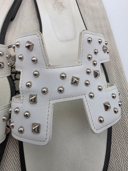 Hermès Oran Studded Sandals in White