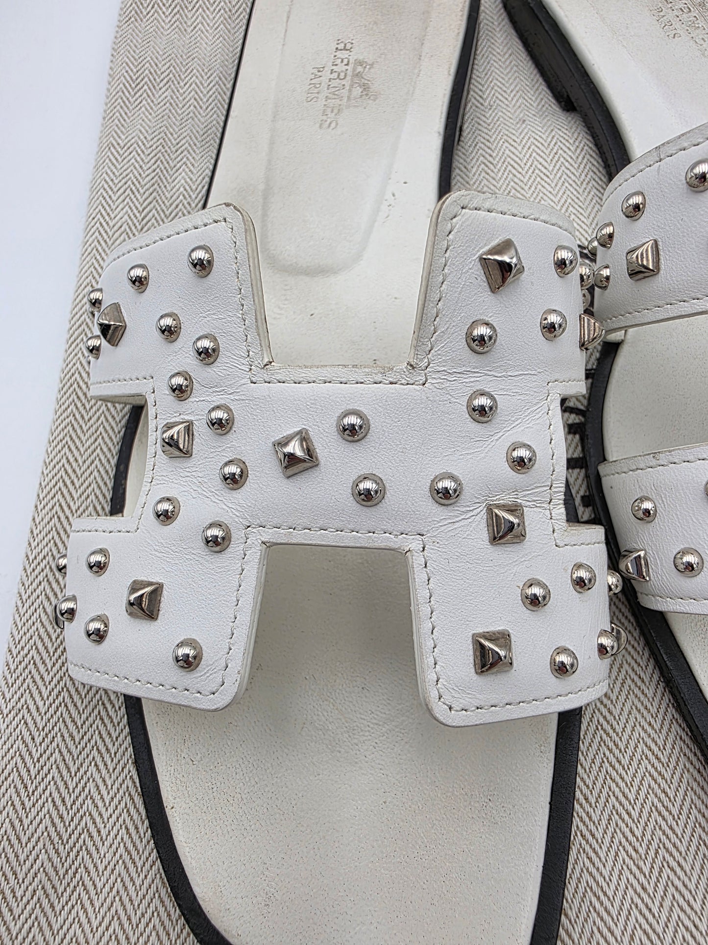 Hermès Oran Studded Sandals in White