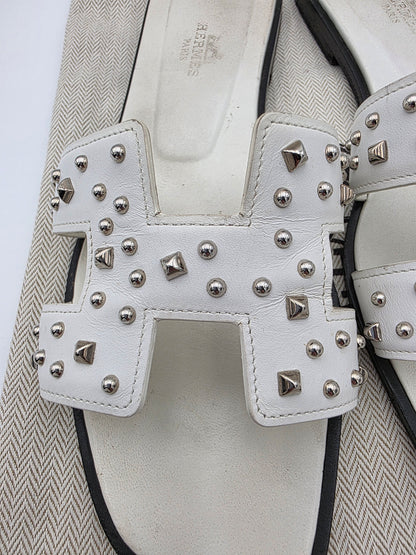 Hermès Oran Studded Sandals in White