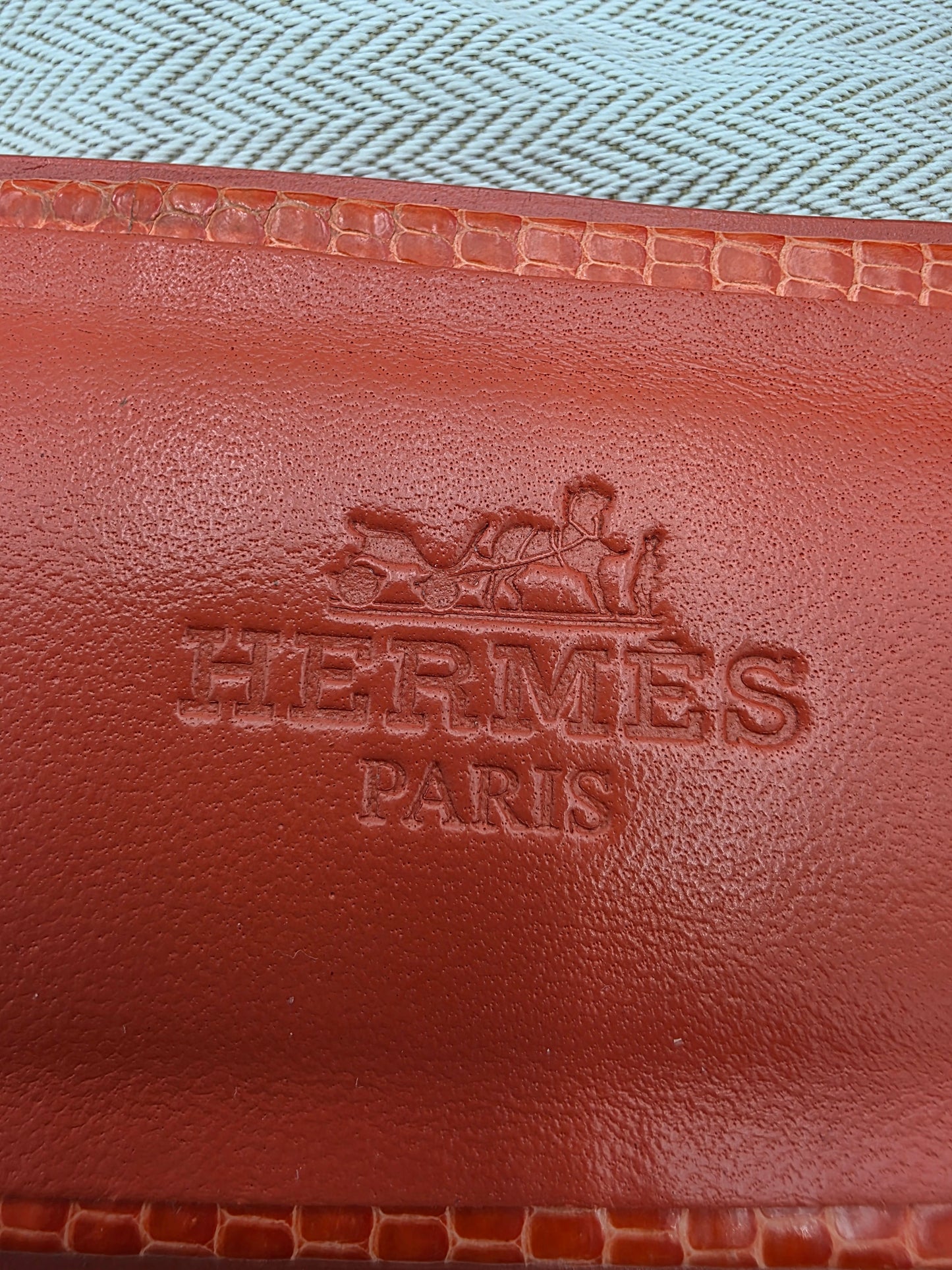Hermès Oran Sandals in Orange Lizard Skin