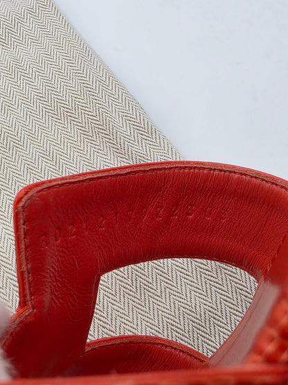 Hermès Oran Sandals in Orange Lizard Skin