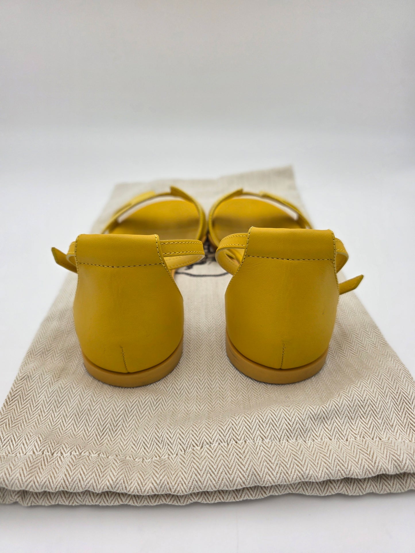 Hermès Santorini Lizard Sandals in Jaune Curcuma
