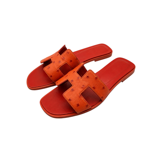 Hermès Oran Sandals in Orange Ostrich