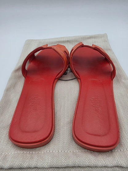 Hermès Oran Sandals in Orange Ostrich