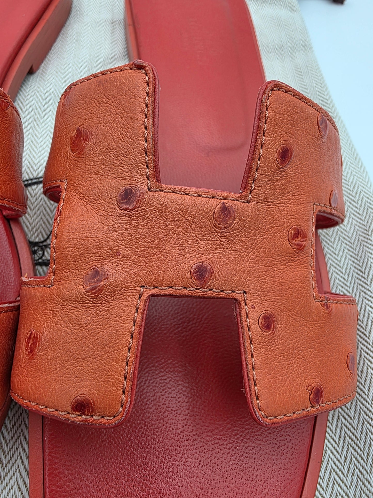 Hermès Oran Sandals in Orange Ostrich