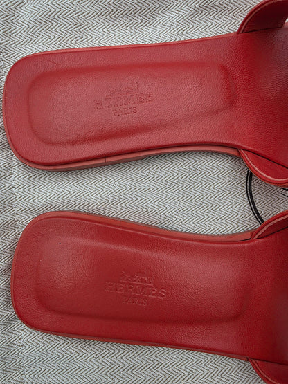 Hermès Oran Sandals in Orange Ostrich