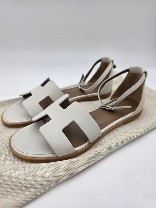Hermès Santorini Sandals in White Calfskin