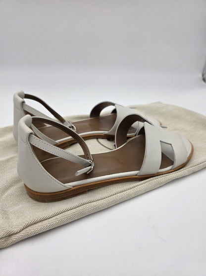 Hermès Santorini Sandals in White Calfskin