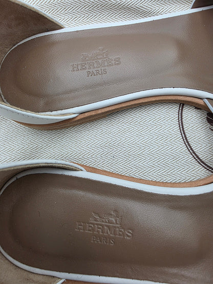 Hermès Santorini Sandals in White Calfskin