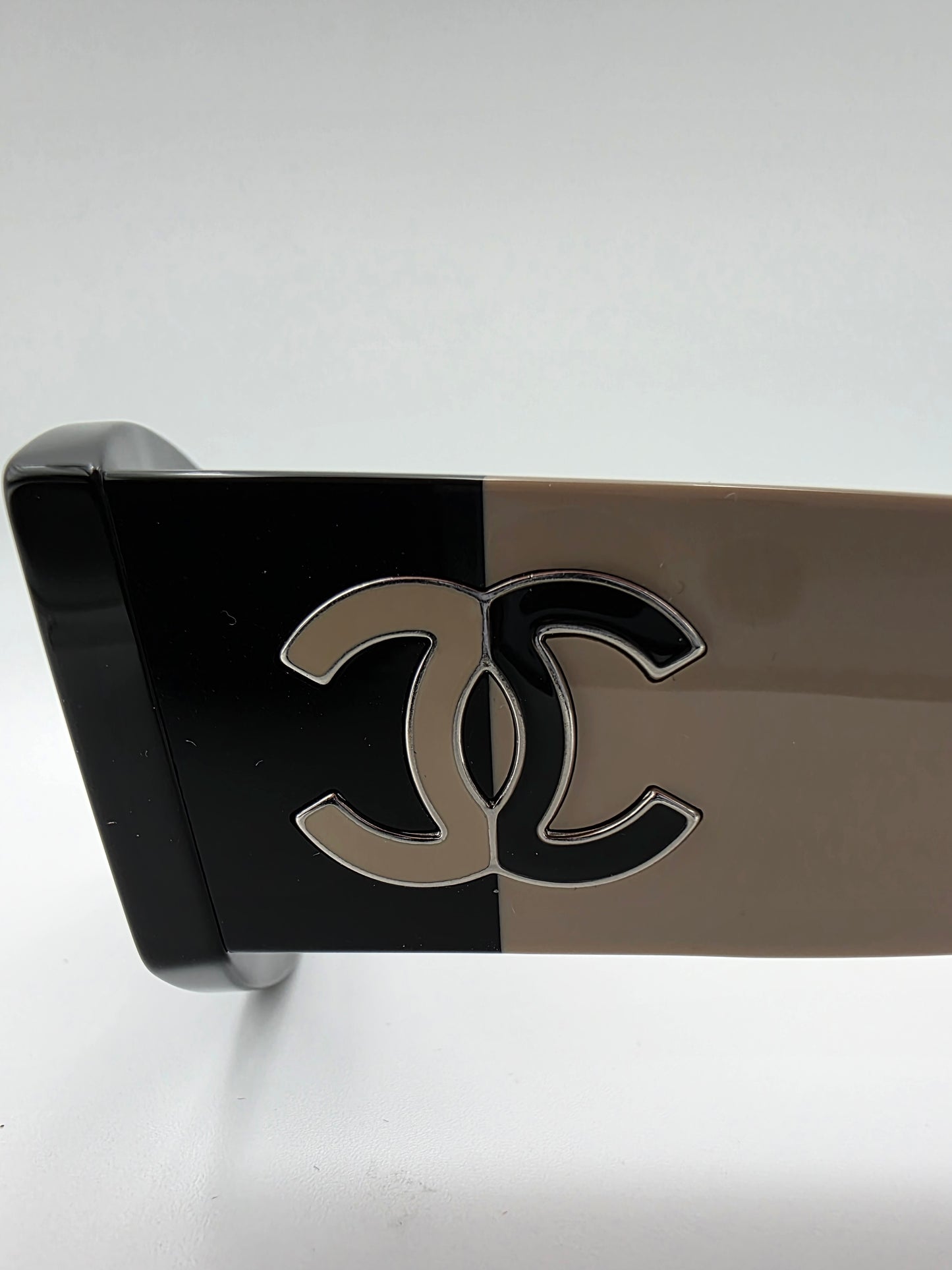 Chanel 5524-A Oval Sunglasses in Black & Beige
