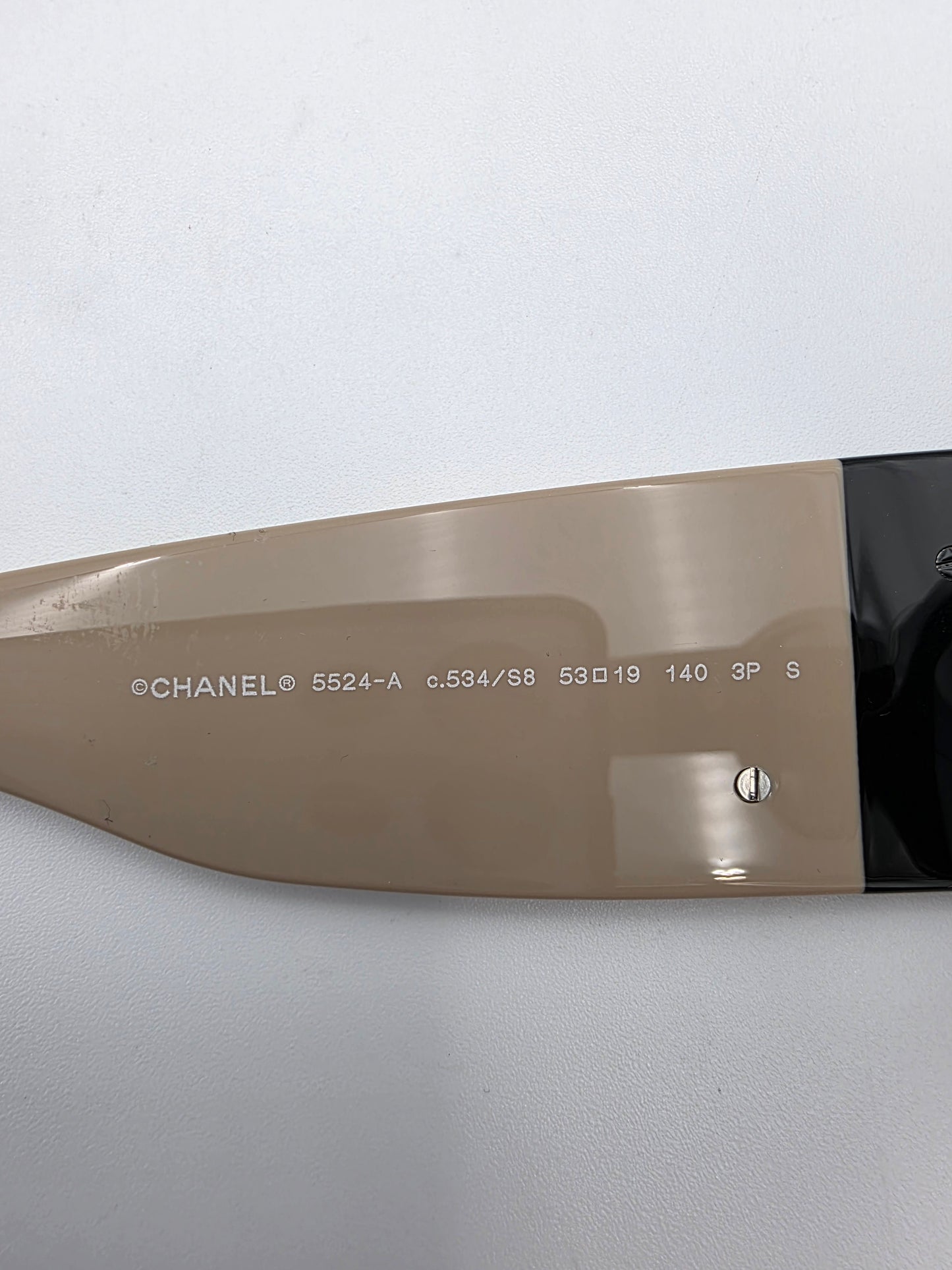 Chanel 5524-A Oval Sunglasses in Black & Beige
