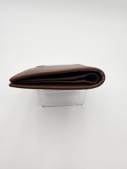 Saint Laurent Tiny Cassandre Credit Card Wallet in Toasted Brown Grained Leather