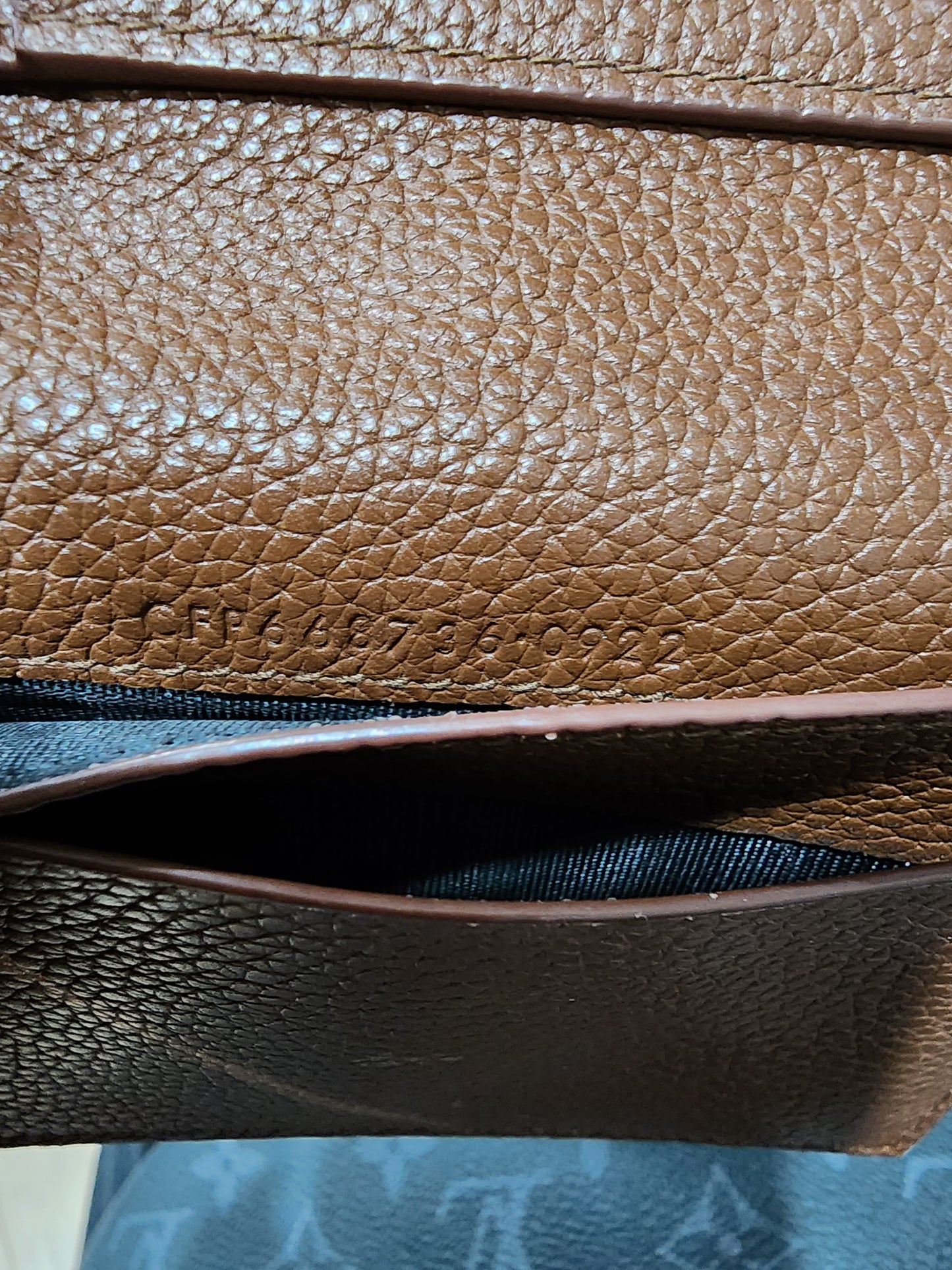 Saint Laurent Tiny Cassandre Credit Card Wallet in Toasted Brown Grained Leather