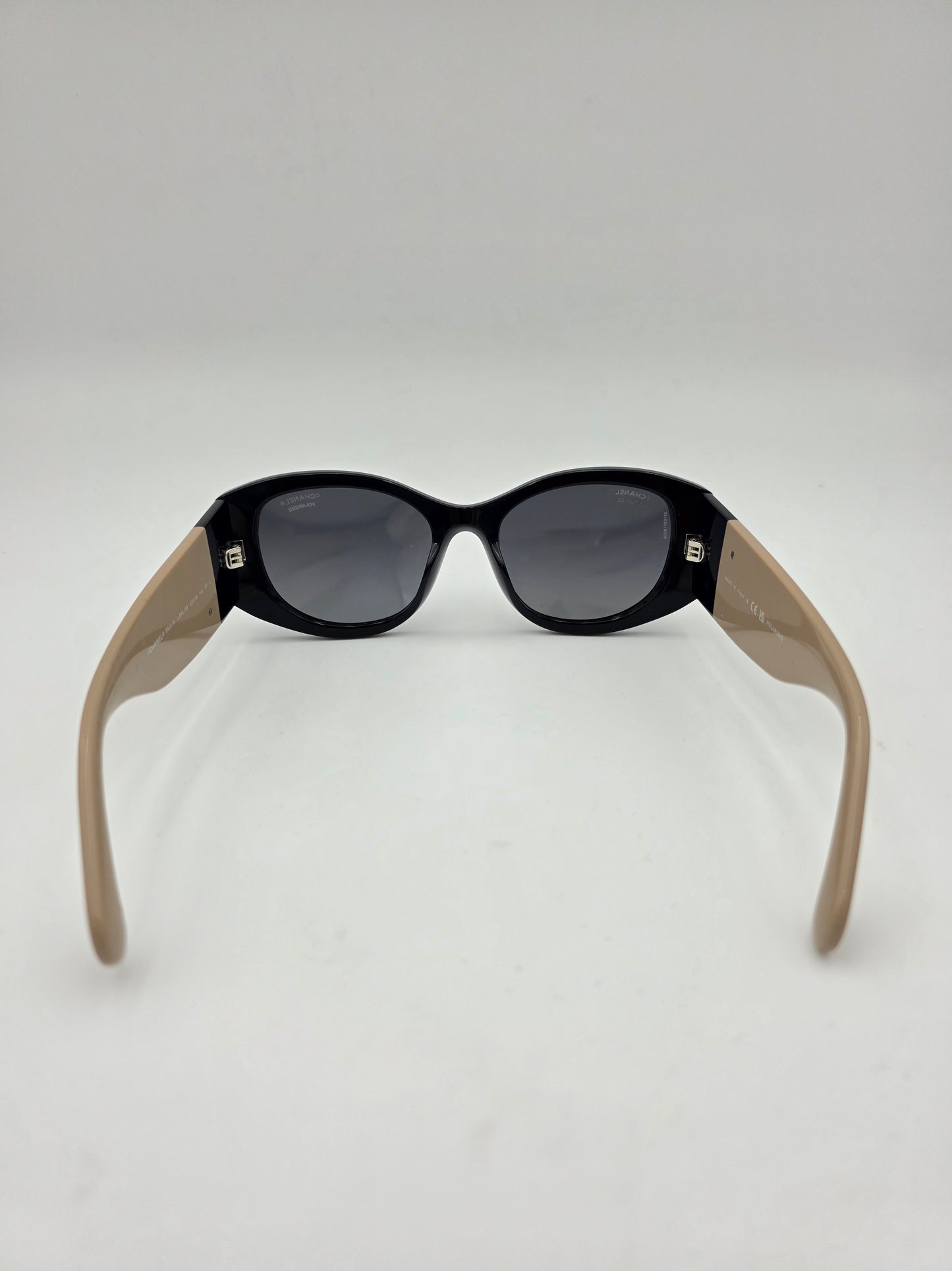 Chanel 5524-A Oval Sunglasses in Black & Beige