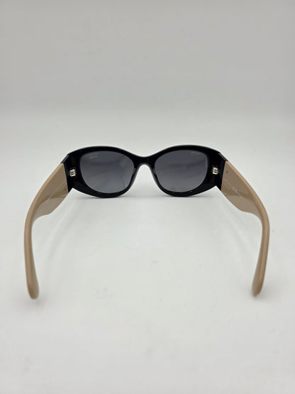 Chanel 5524-A Oval Sunglasses in Black & Beige