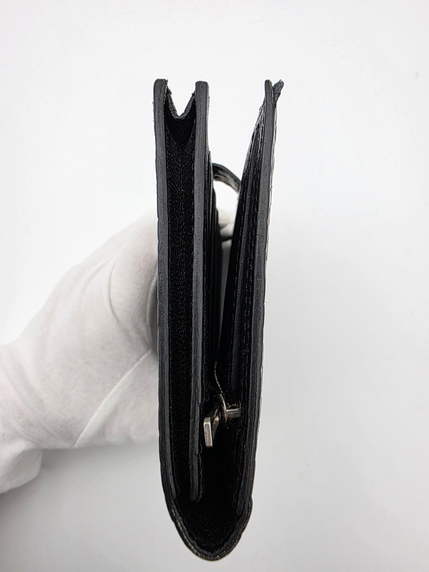 Hermès Béarn Long Wallet Alligator Leather In Noir with Diamond H Clasp