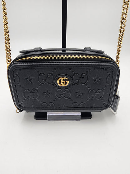Gucci Black Star Mini Shoulder Bag In Embossed Calfskin Leather
