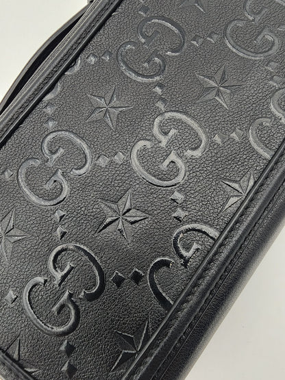Gucci Black Star Mini Shoulder Bag In Embossed Calfskin Leather