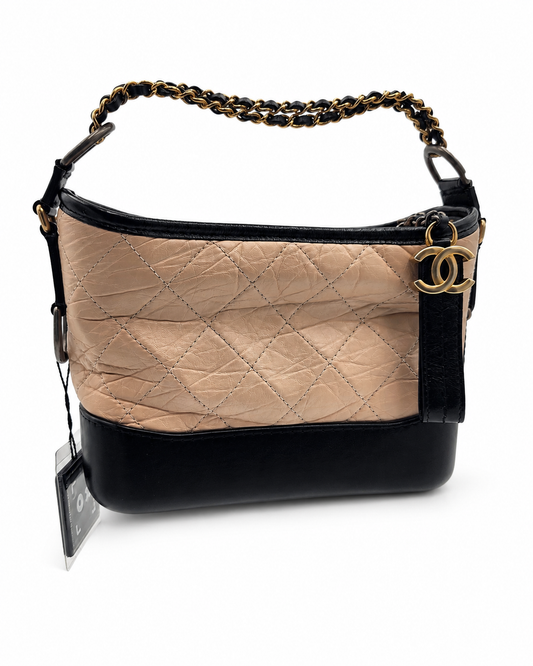 Chanel Gabrielle Small Hobo Bag In Quilted Aged Calfskin Leather