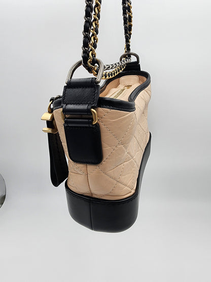 Chanel Gabrielle Small Hobo Bag In Quilted Aged Calfskin Leather