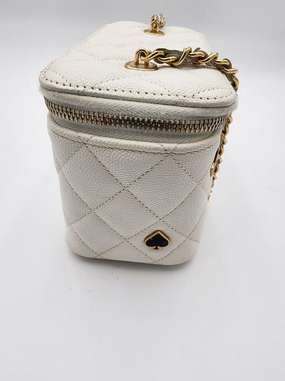 Chanel Coco Casino Vanity Case In White Quilted Caviar Leather