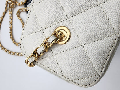 Chanel Coco Casino Vanity Case In White Quilted Caviar Leather