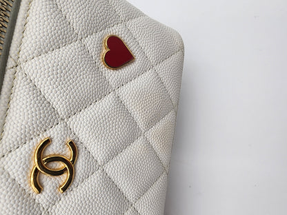 Chanel Coco Casino Vanity Case In White Quilted Caviar Leather