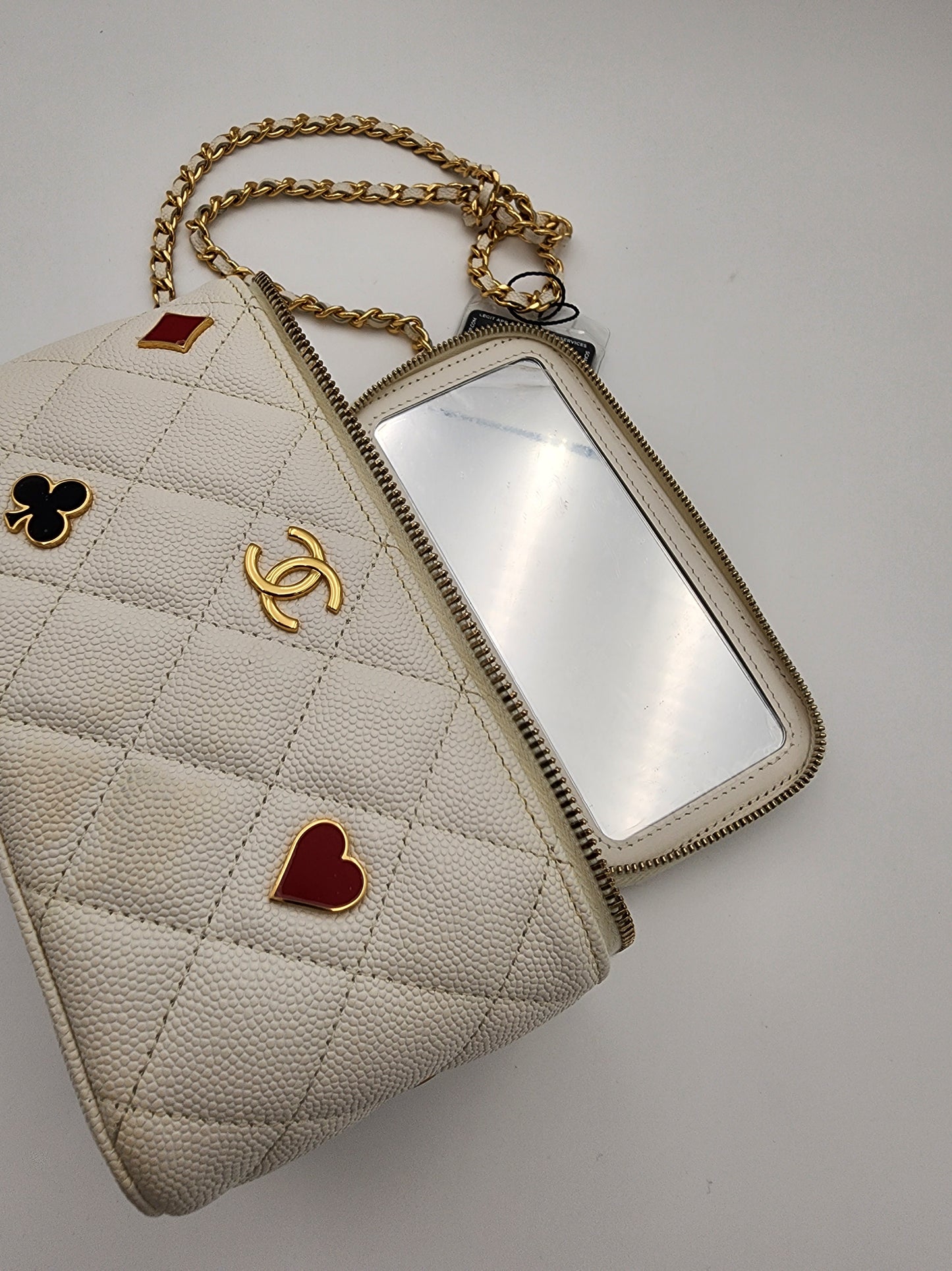 Chanel Coco Casino Vanity Case In White Quilted Caviar Leather