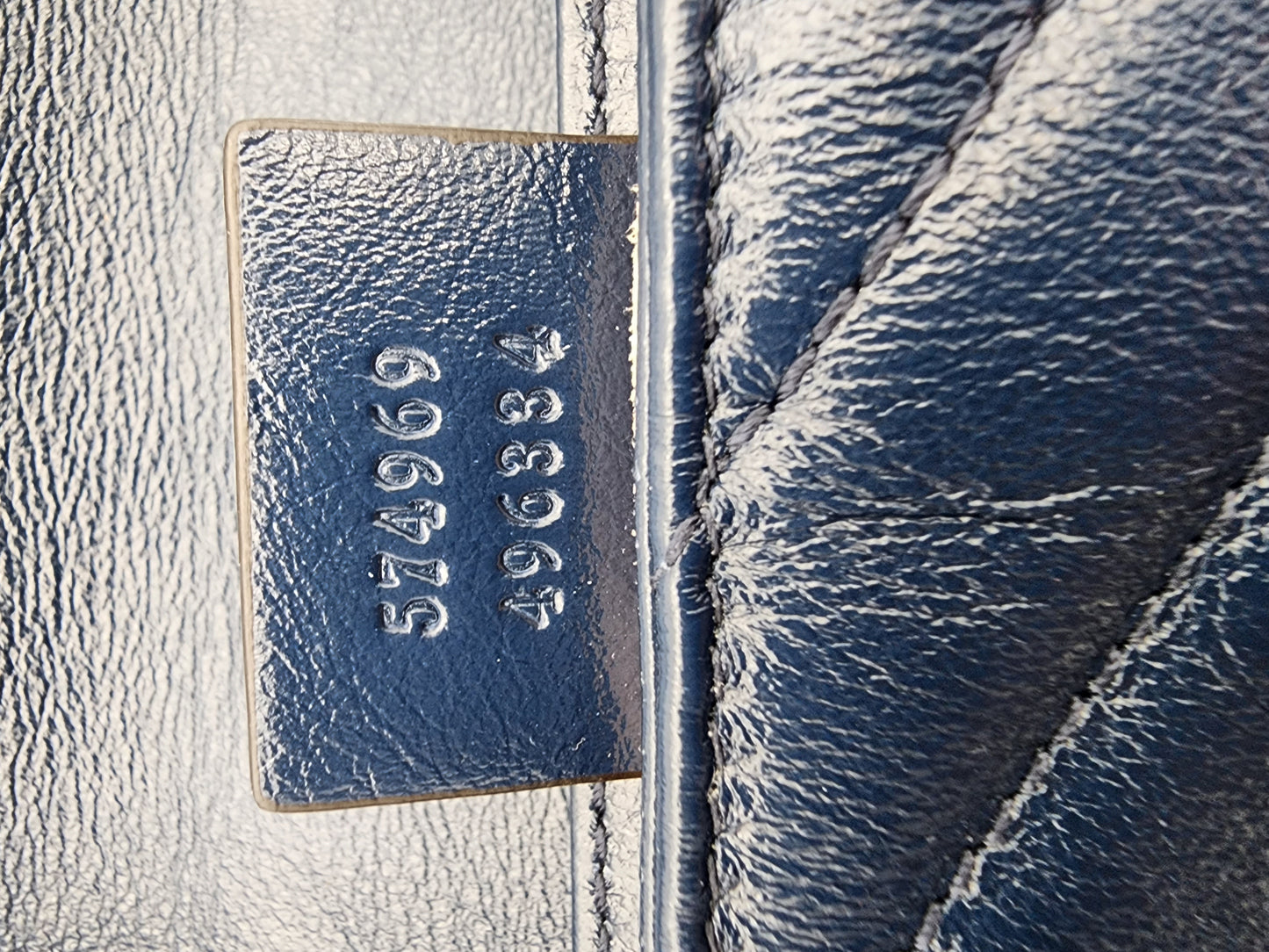 Gucci Marmont Super Mini Torchon Bag In Navy Blue Calfskin Leather