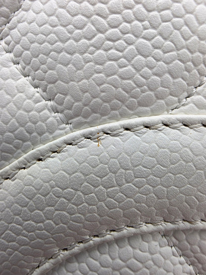 Chanel Grand Shopping Tote In White Quilted Caviar Leather