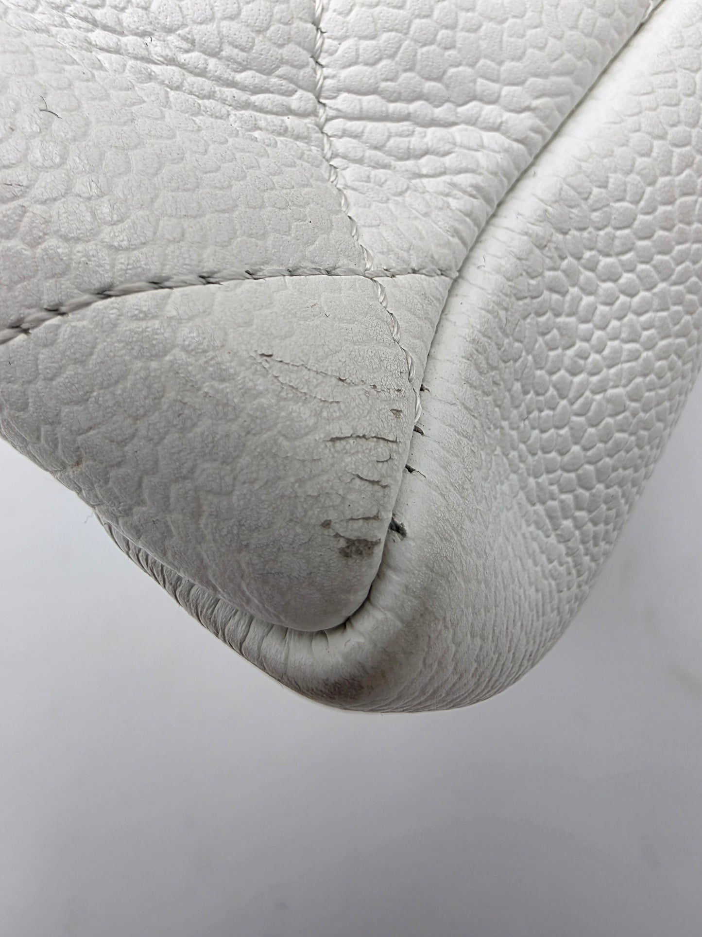 Chanel Grand Shopping Tote In White Quilted Caviar Leather