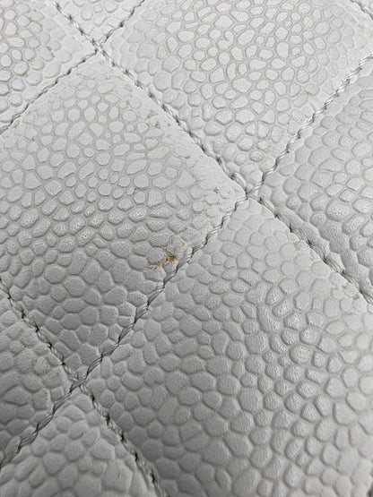 Chanel Grand Shopping Tote In White Quilted Caviar Leather