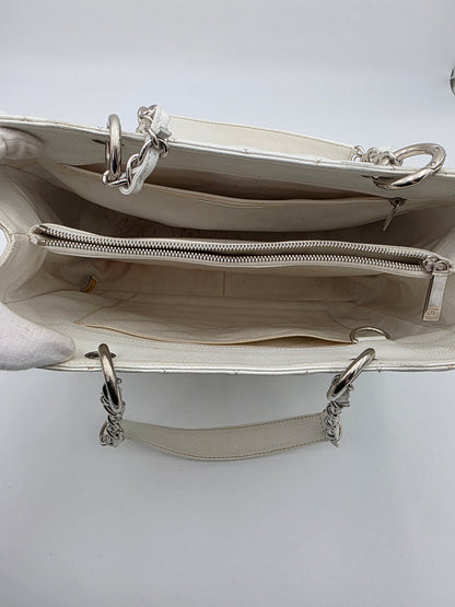 Chanel Grand Shopping Tote In White Quilted Caviar Leather