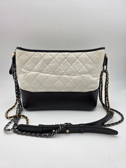 Chanel Gabrielle Medium Hobo Bag In White Quilted Aged Calfskin Leather