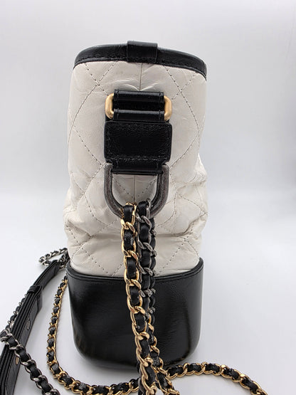 Chanel Gabrielle Medium Hobo Bag In White Quilted Aged Calfskin Leather