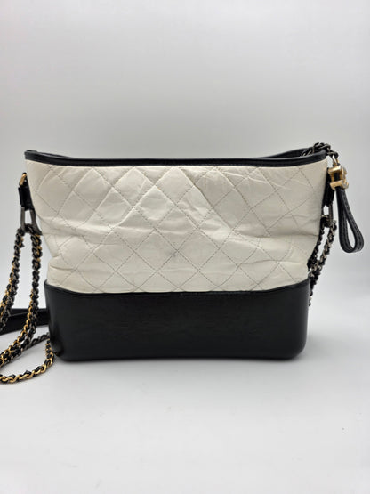 Chanel Gabrielle Medium Hobo Bag In White Quilted Aged Calfskin Leather