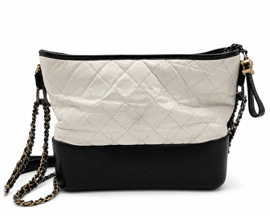 Chanel Gabrielle Medium Hobo Bag In White Quilted Aged Calfskin Leather