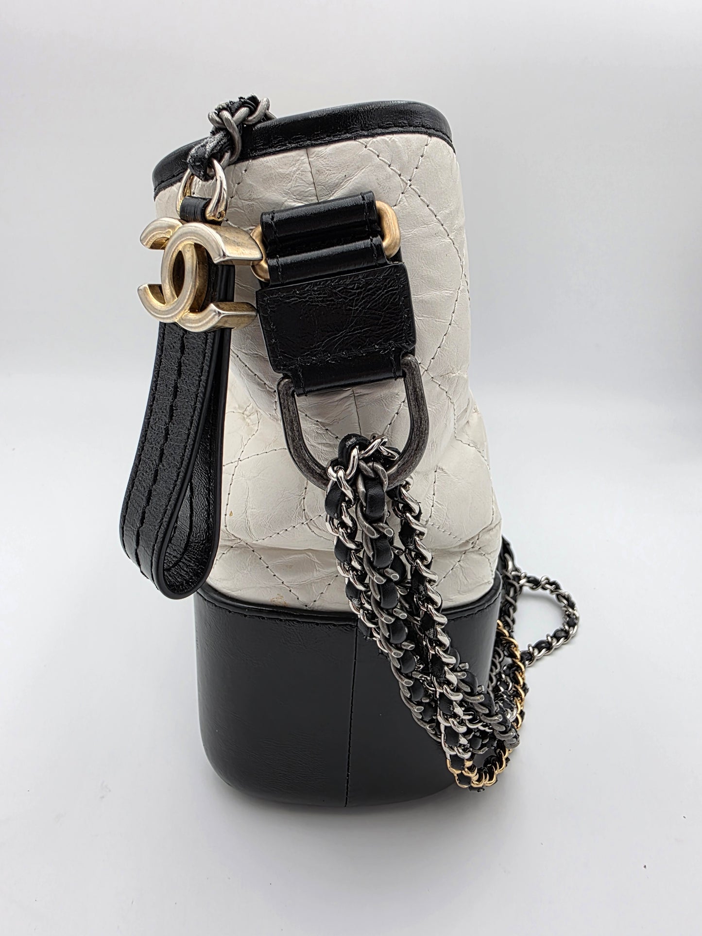 Chanel Gabrielle Medium Hobo Bag In White Quilted Aged Calfskin Leather