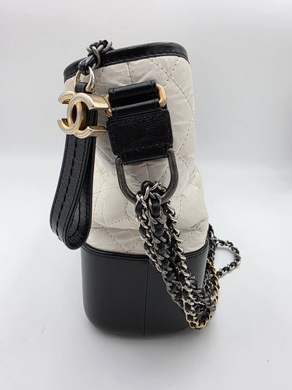 Chanel Gabrielle Medium Hobo Bag In White Quilted Aged Calfskin Leather