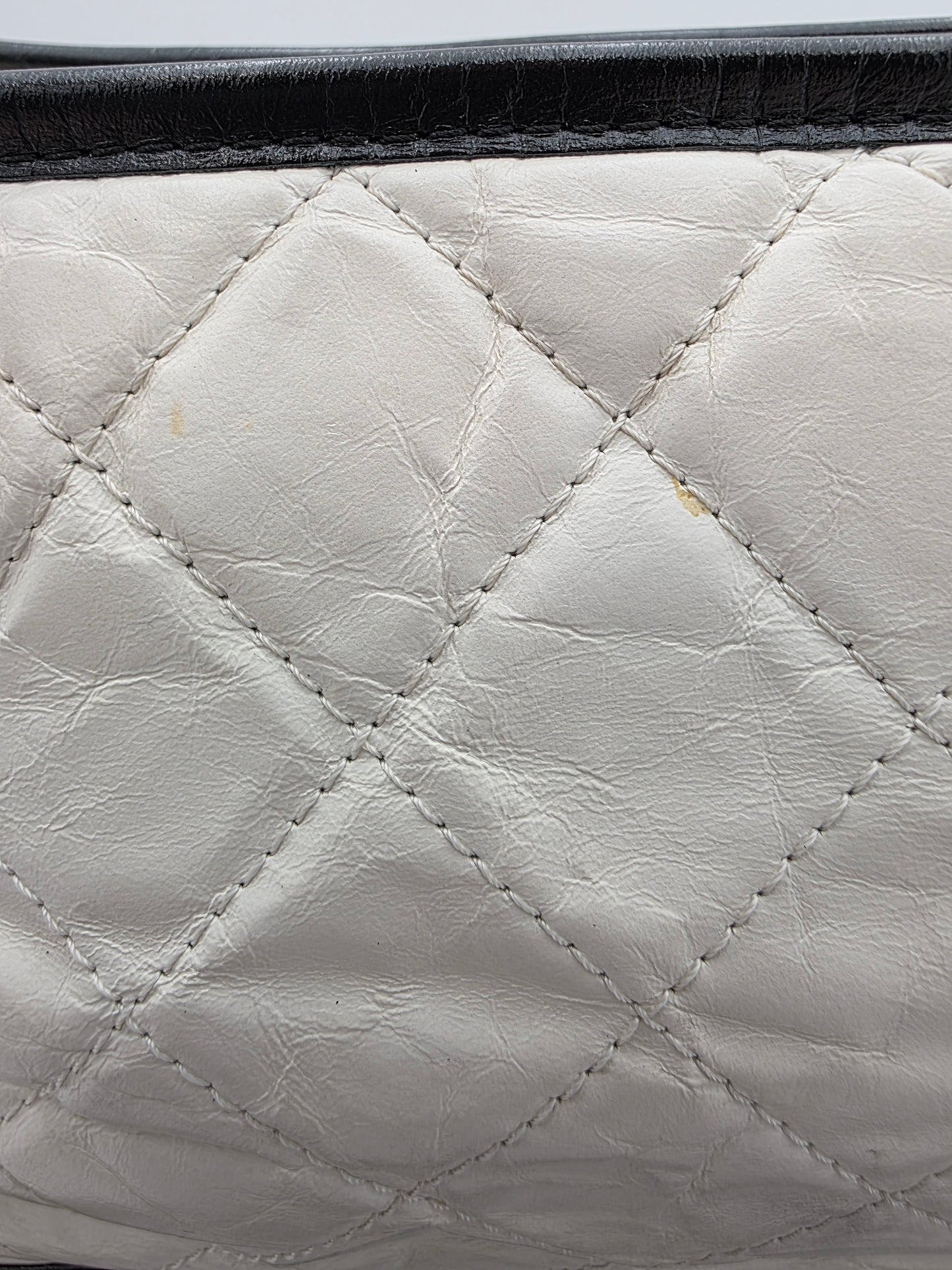 Chanel Gabrielle Medium Hobo Bag In White Quilted Aged Calfskin Leather